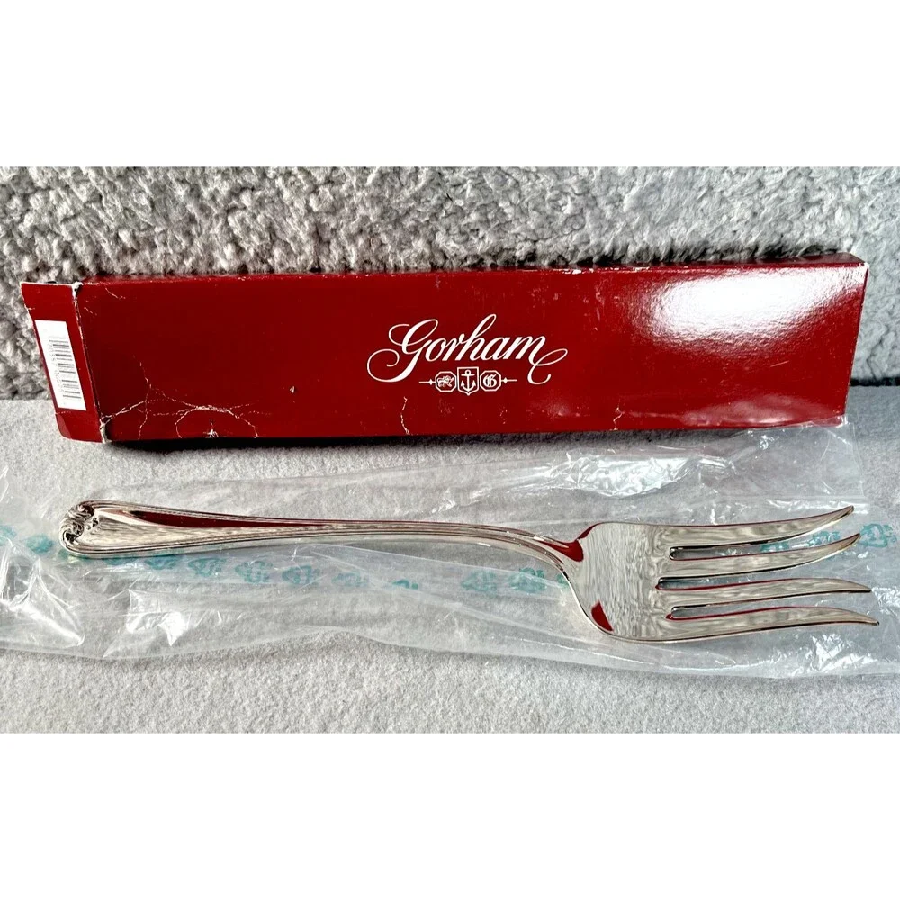 Vtg Large Cold Meat Serving Fork -- Gorham Heritage Silverplate Italy (A5)